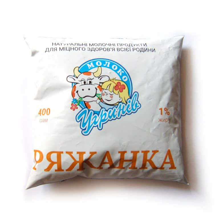 ряжанка УГРИНІВМОЛОКО 1% жиру, 400г, плівка поліетиленова